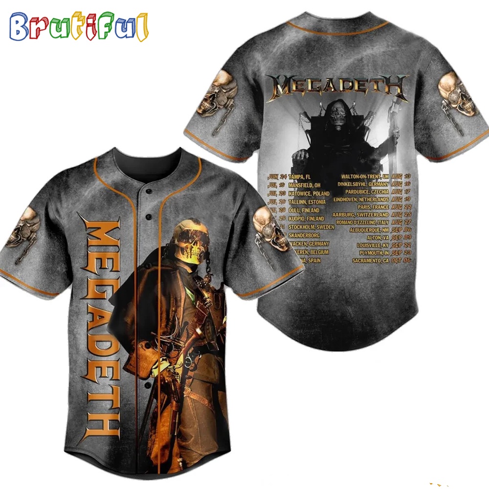 Megadeth Rock Band Tour 2024 Schedule Jersey Shirt