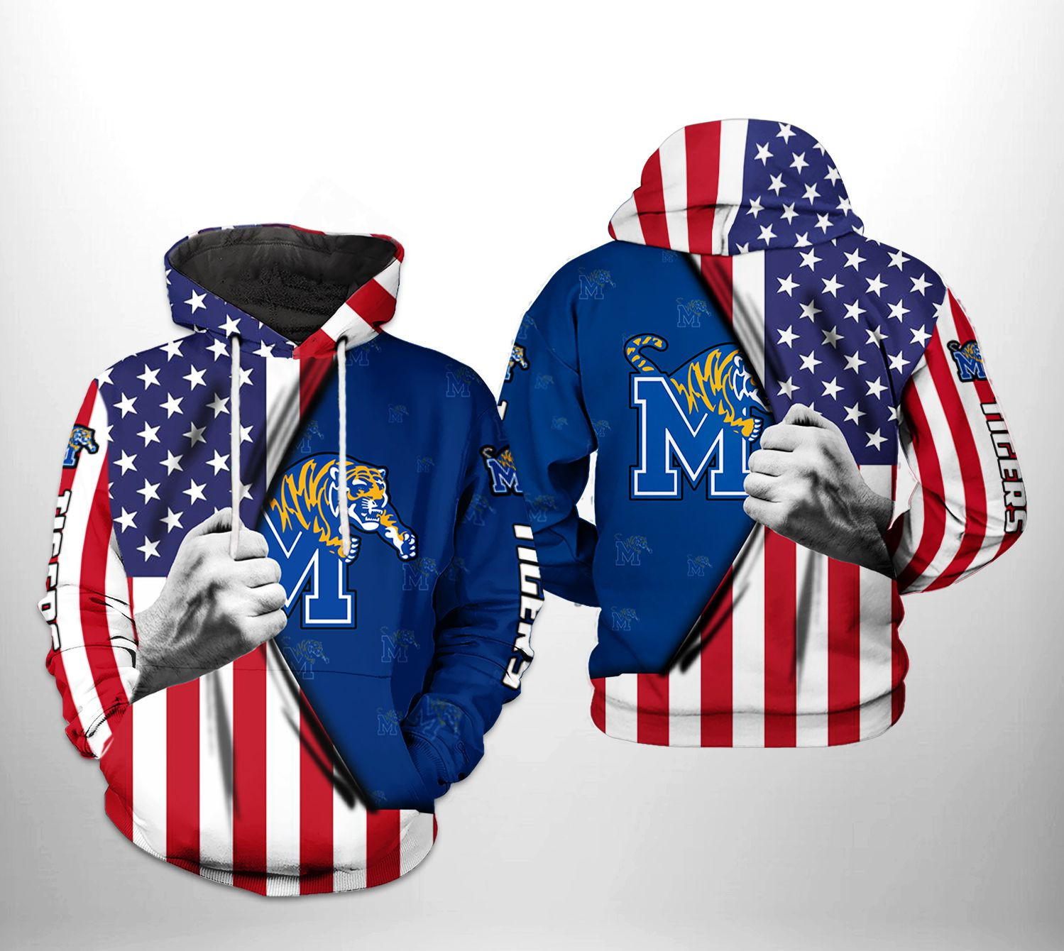 Memphis Tigers NCAA US Flag Hoodie Version 229