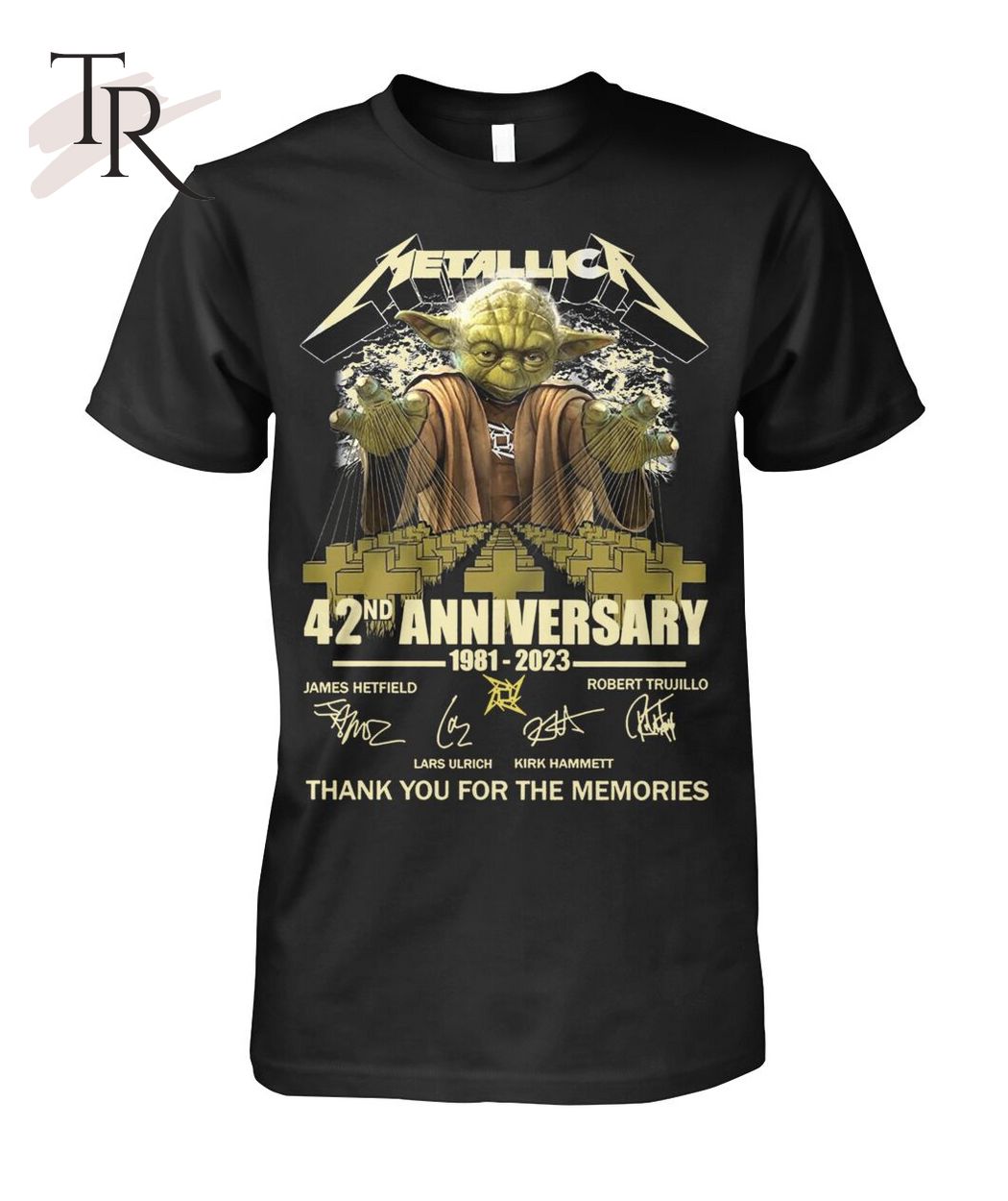 Metallica Baby Yoda 42nd Anniversary 1981 - 2023 Thank You For The Memories T-Shirt