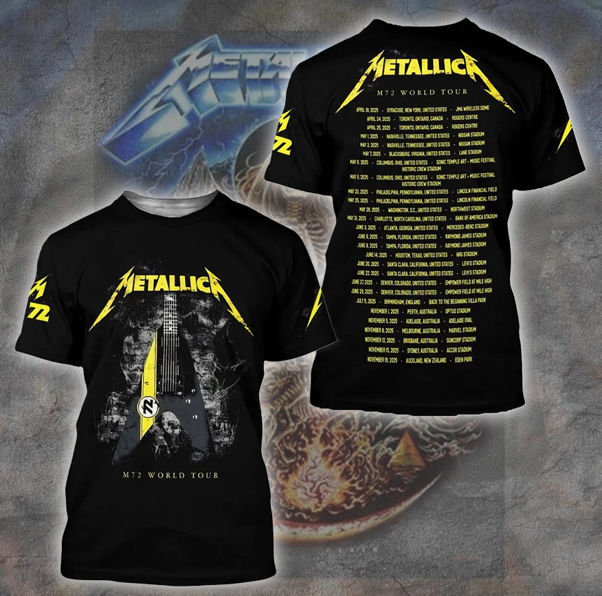 Metallica M72 World Tour 2025 3D T-Shirt Gifts For People Who Like Music
