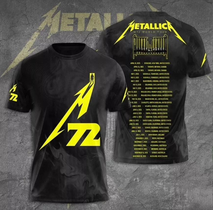 Metallica M72 World Tour 2025 T-Shirt Music Fans Gifts For Dudes