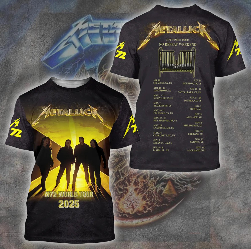Metallica M72 World Tour 2025 T-Shirt Music Related Gifts For Guys