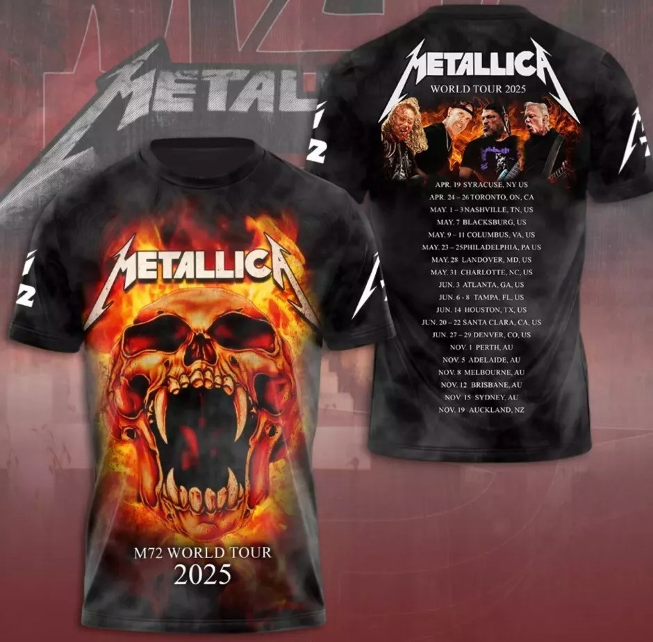 Metallica M72 World Tour Date 2025 3D Shirt Best Gifts For Music Lovers