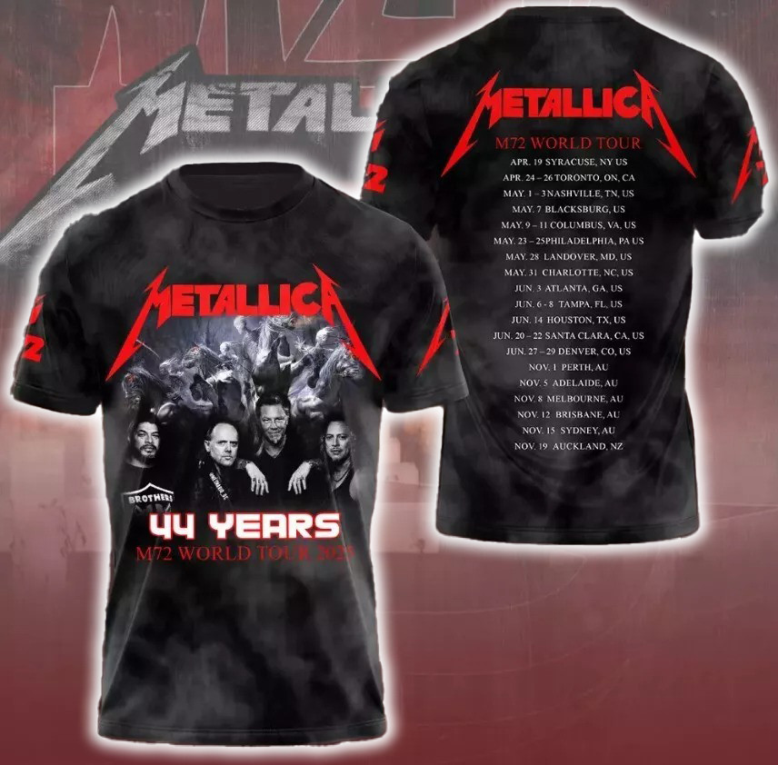 Metallica M72 World Tour Date 2025 3D Shirt Cool Gifts For Music Lovers