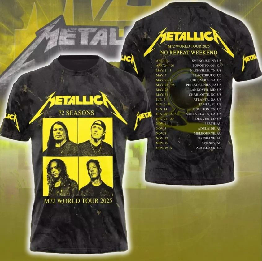 Metallica M72 World Tour Date 2025 3D Shirt Great Gifts For Music Fans