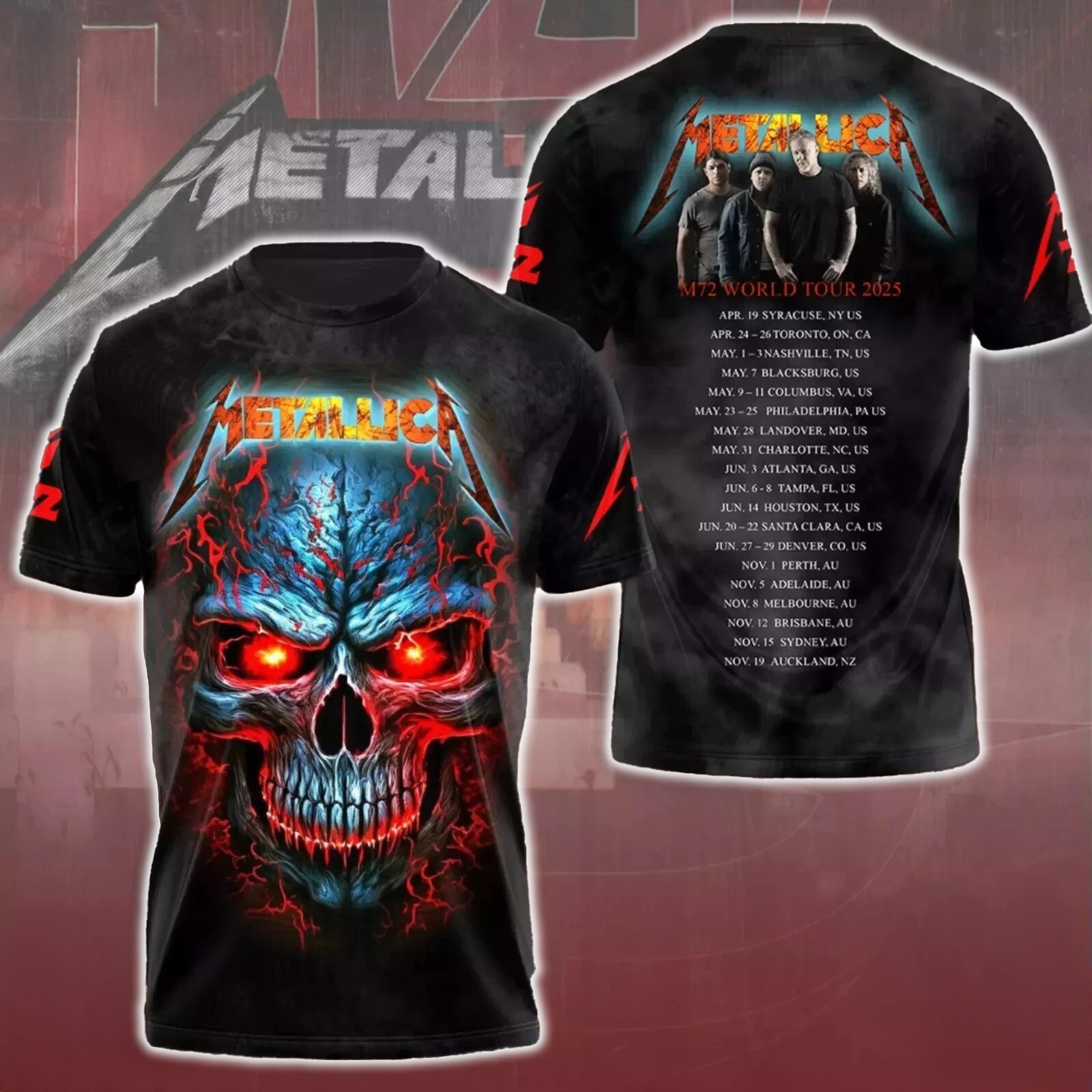 Metallica M72 World Tour Date 2025 T-Shirt Metallica Tour Merch For Rock Lovers