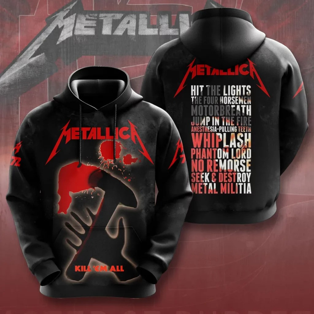 Metallica Tour Merch Hoodie Kill Em All Metallica Band Apparel Unique Gifts For Fans