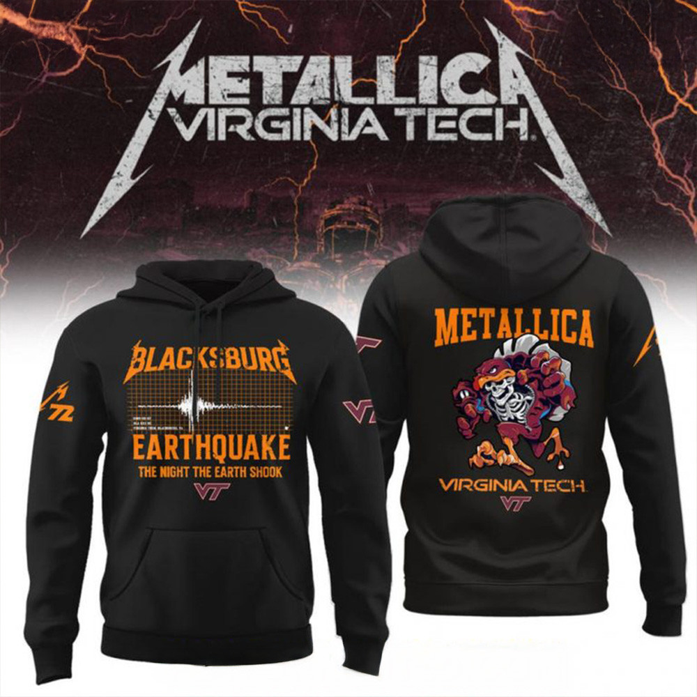 Metallica x Virginia Tech Hokies Blacksburg Earthquake 2025 Hoodie Gifts For Dad