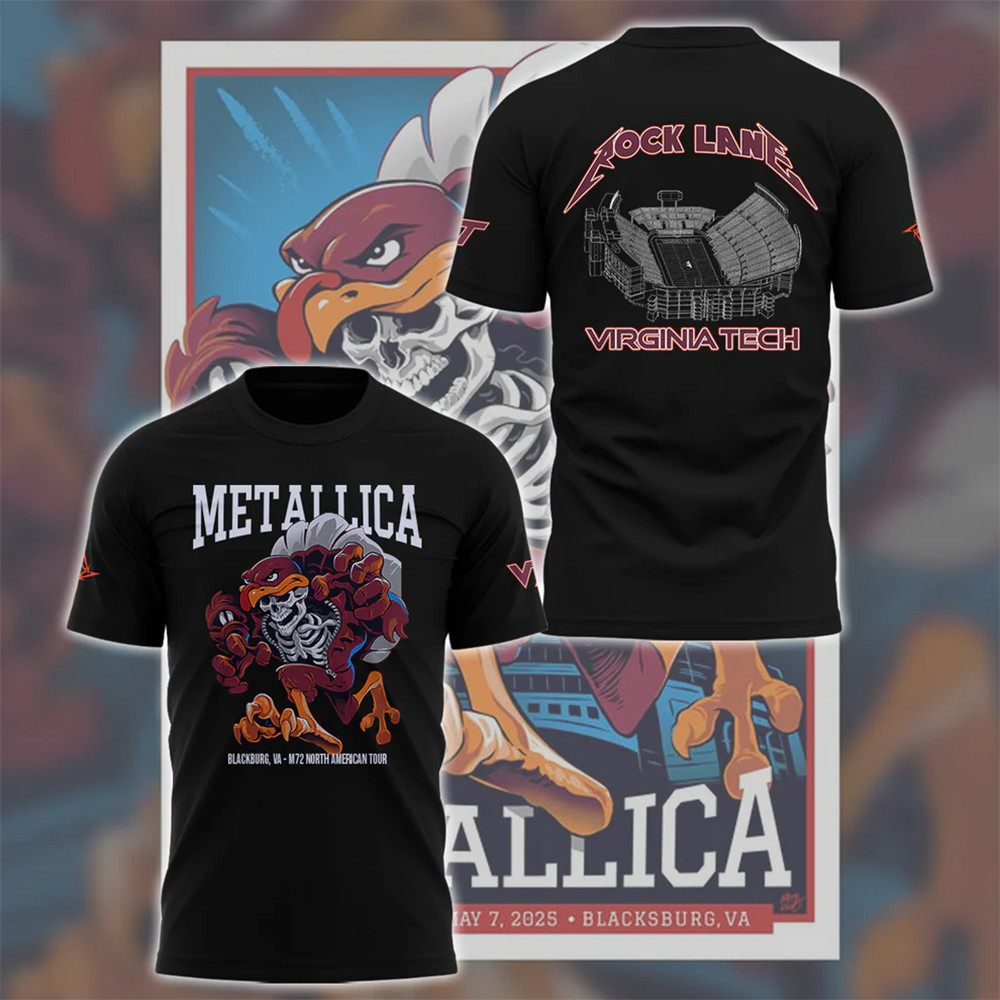 Metallica x Virginia Tech Lane RockedÂ T-Shirt Unique Gifts For Music Lovers