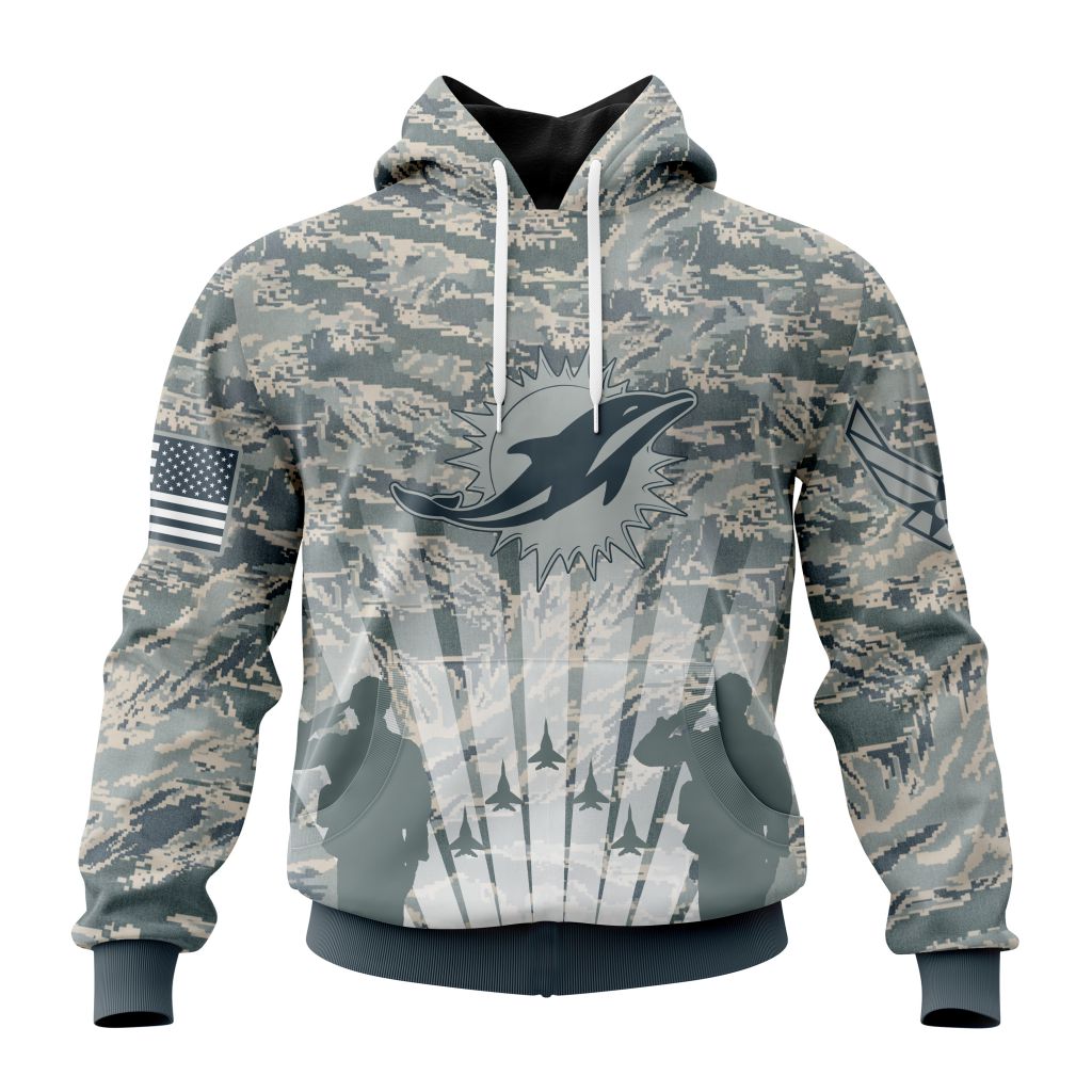 Miami Dolphins Army Camo V3 NFL Football Team Hoodie