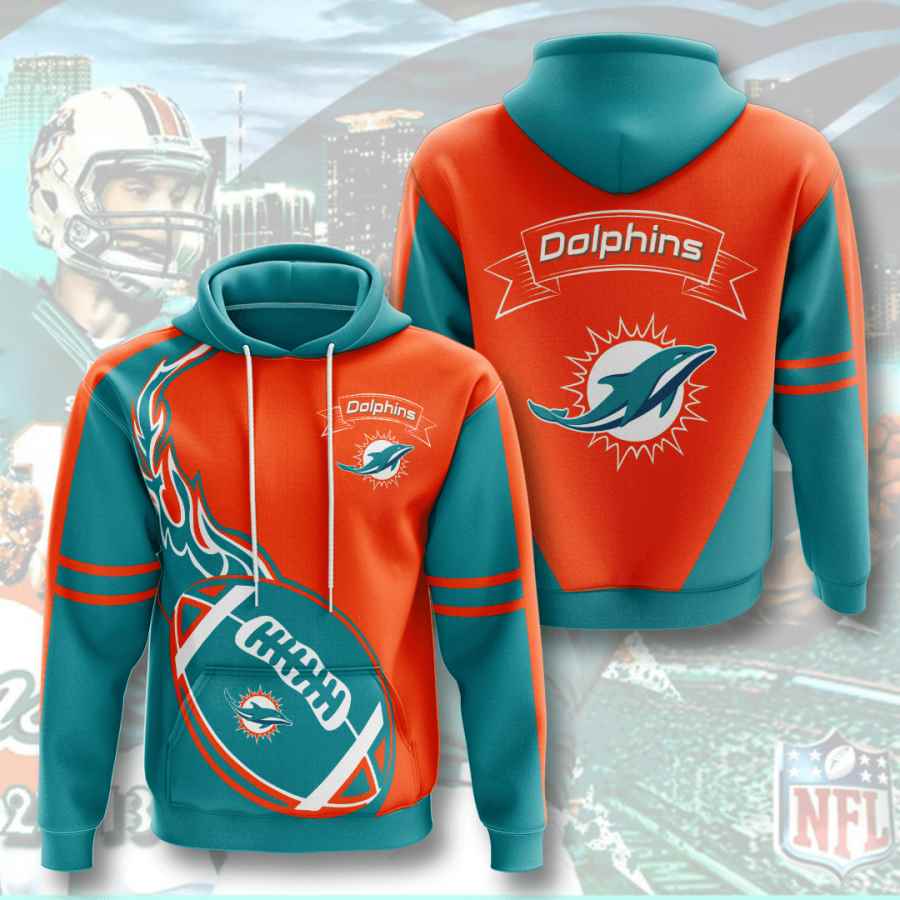 Miami Dolphins Ball Fire V3 NFL Football Team Hoodie