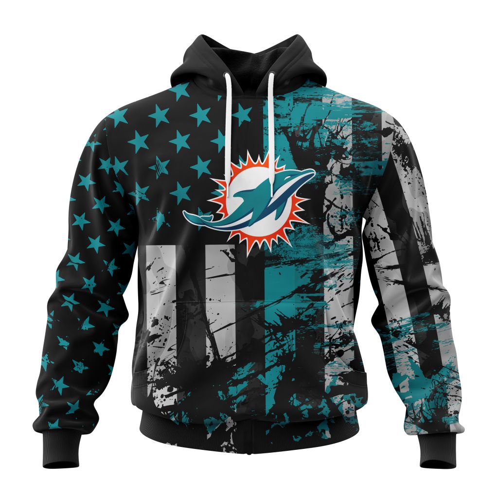 Miami Dolphins Black Flag NFL Football Team Hoodie
