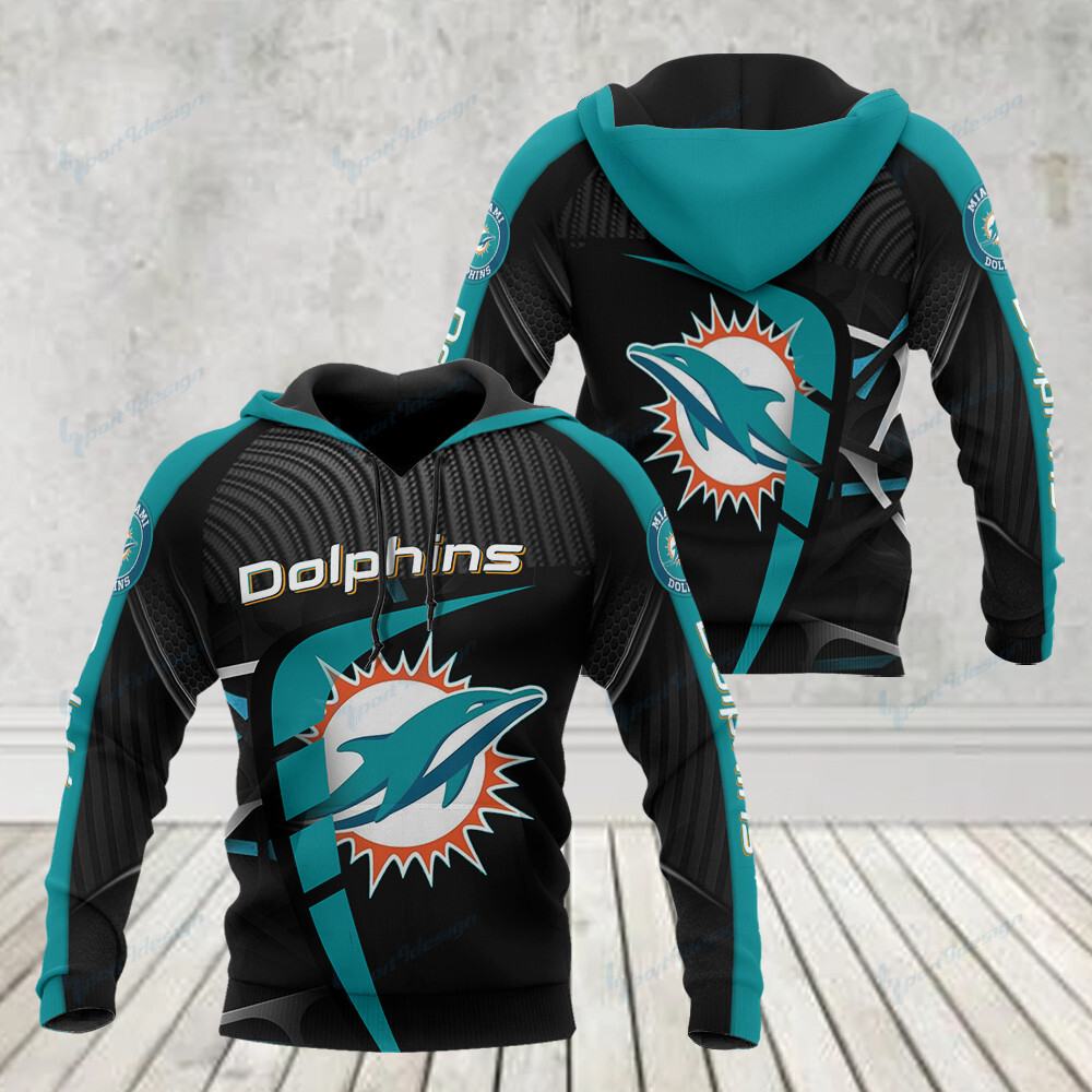 Miami Dolphins Black V1 NFL Football Team Hoodie