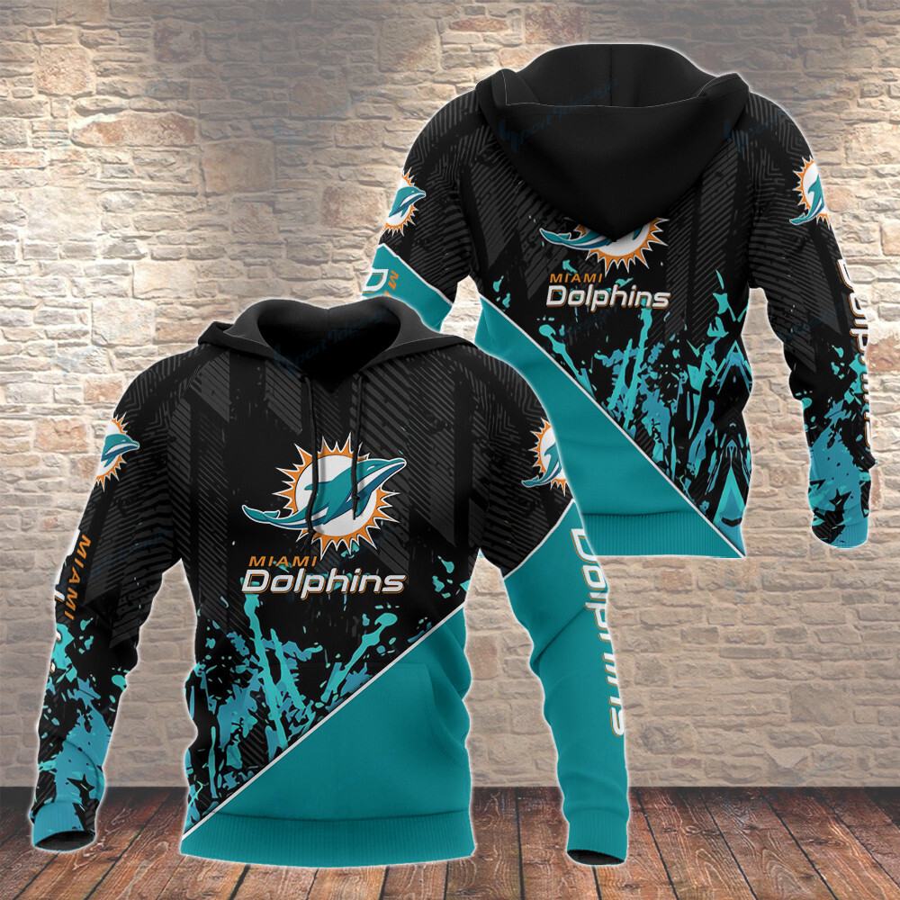 Miami Dolphins Black V2 NFL Football Team Hoodie