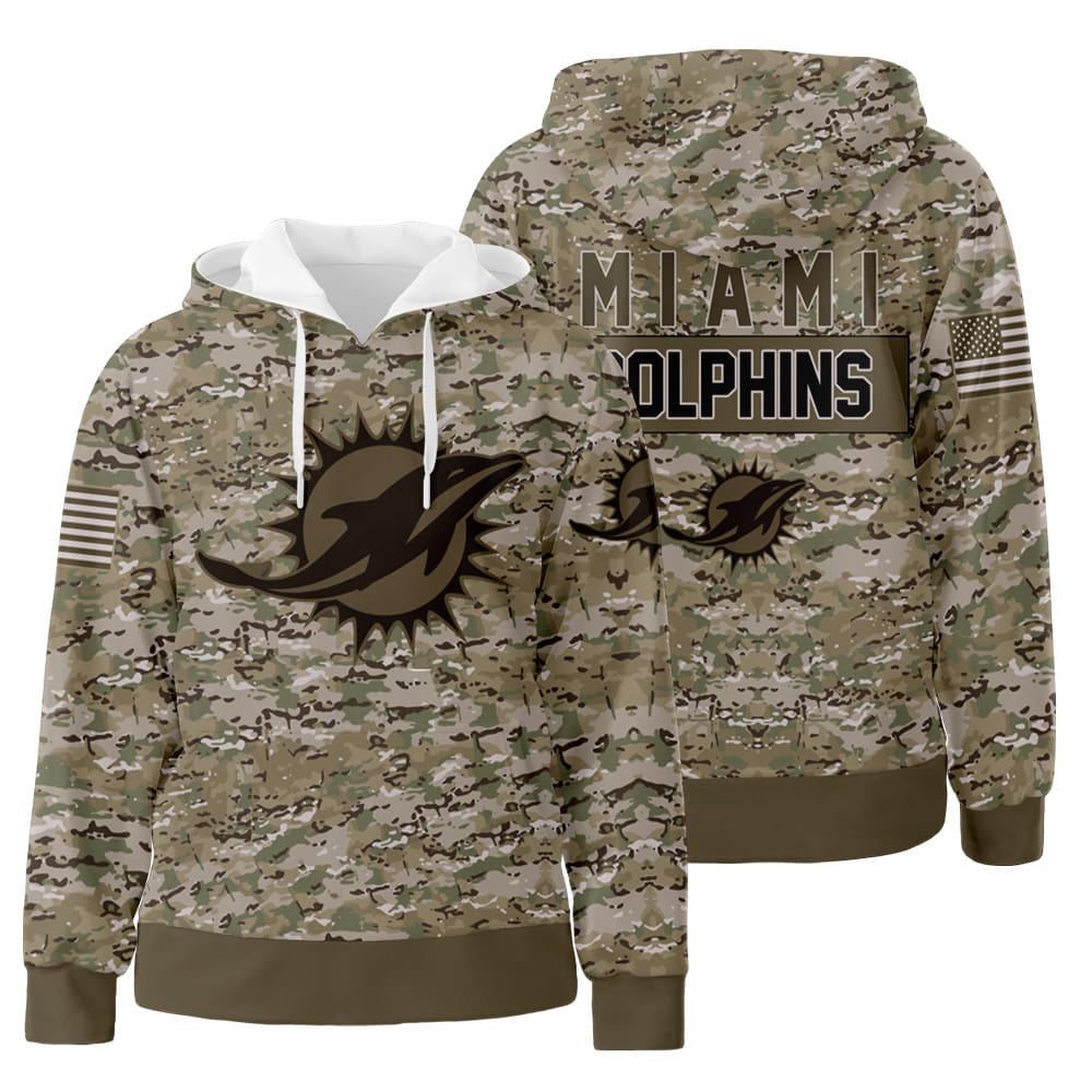 Miami Dolphins Camo 3D All Over Print Hoodie Zip-Up Hoodie