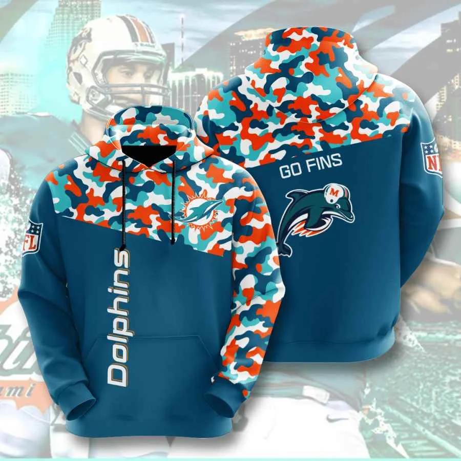 Miami Dolphins Camo V3 NFL Football Team Hoodie