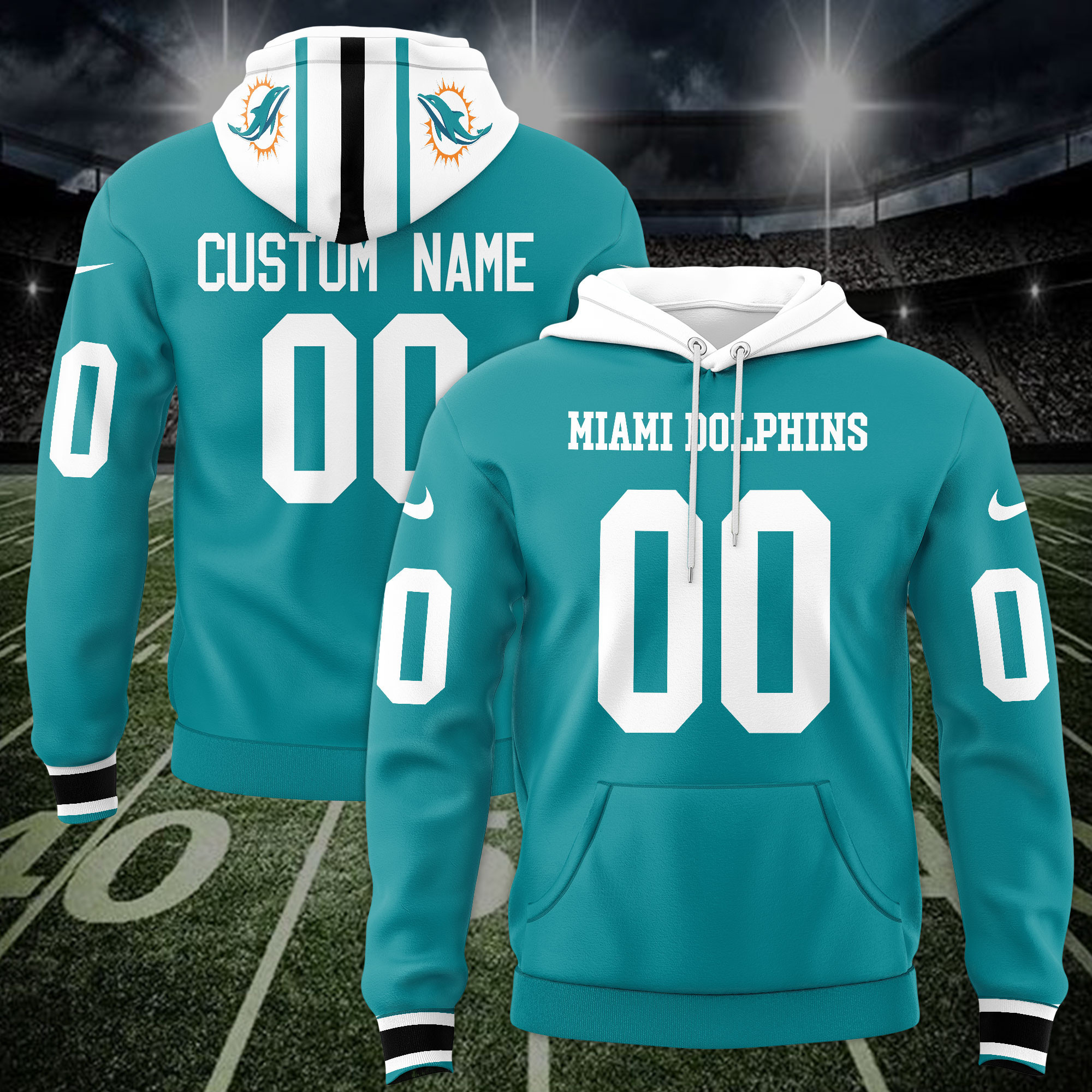 Miami Dolphins Custom Name And Number 3D Hoodie