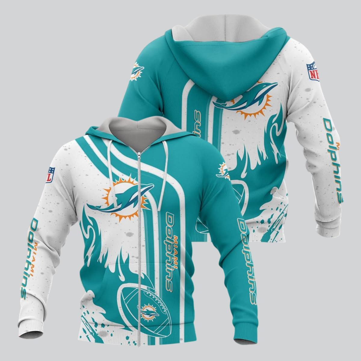 Miami Dolphins Football Personalized 3D printed Sweatshirt Hoodie Zipped Hoodie