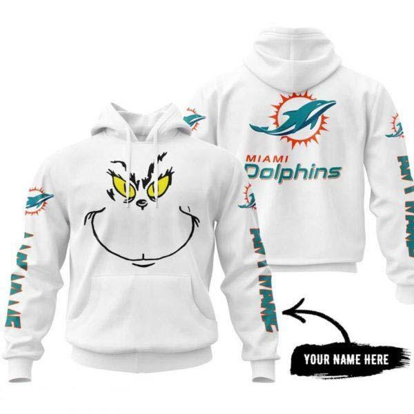 Miami Dolphins Grinch White NFL Football Team Hoodie