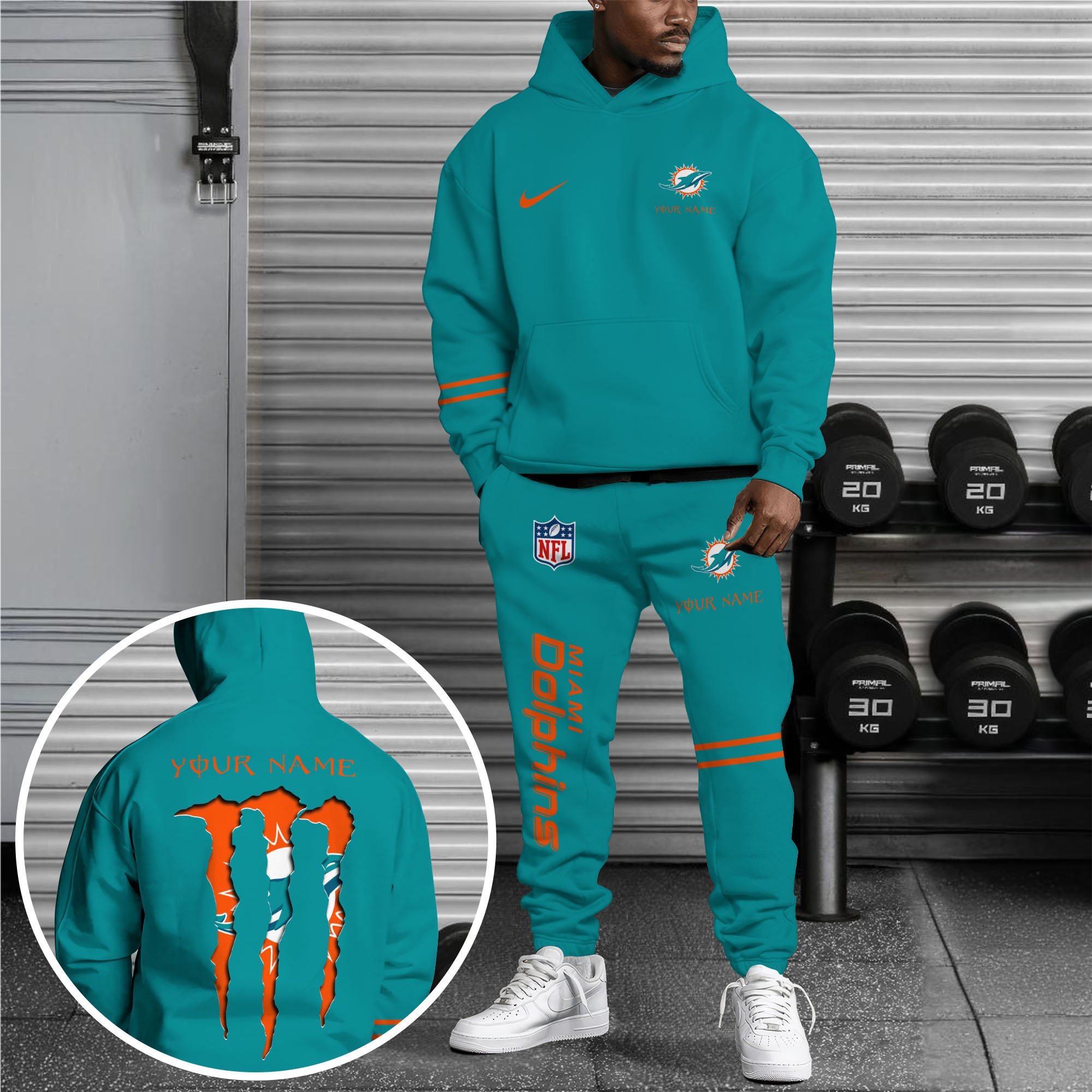 Miami Dolphins Hoodie Sweatpants Set Custom Your name, Sport Hoodie Sweatpants Set Premium Merchandise