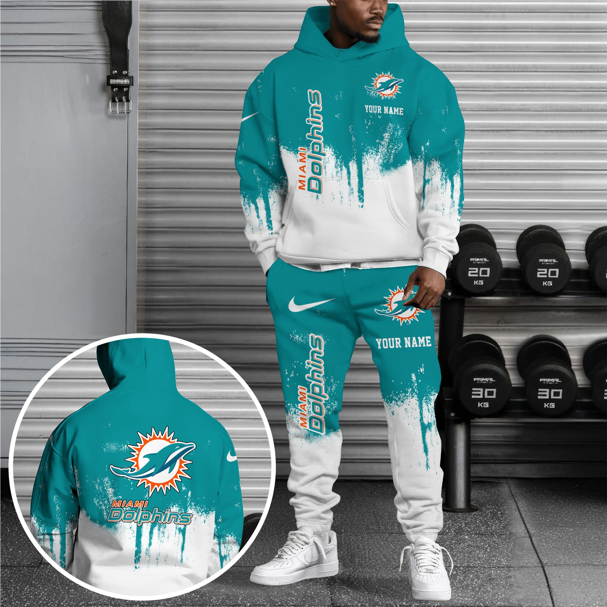 Miami Dolphins Hoodie Sweatpants Set Custom Your name, Sport Hoodie Sweatpants Set, Sport Gifts For Fan Gift For Sport Music Fans
