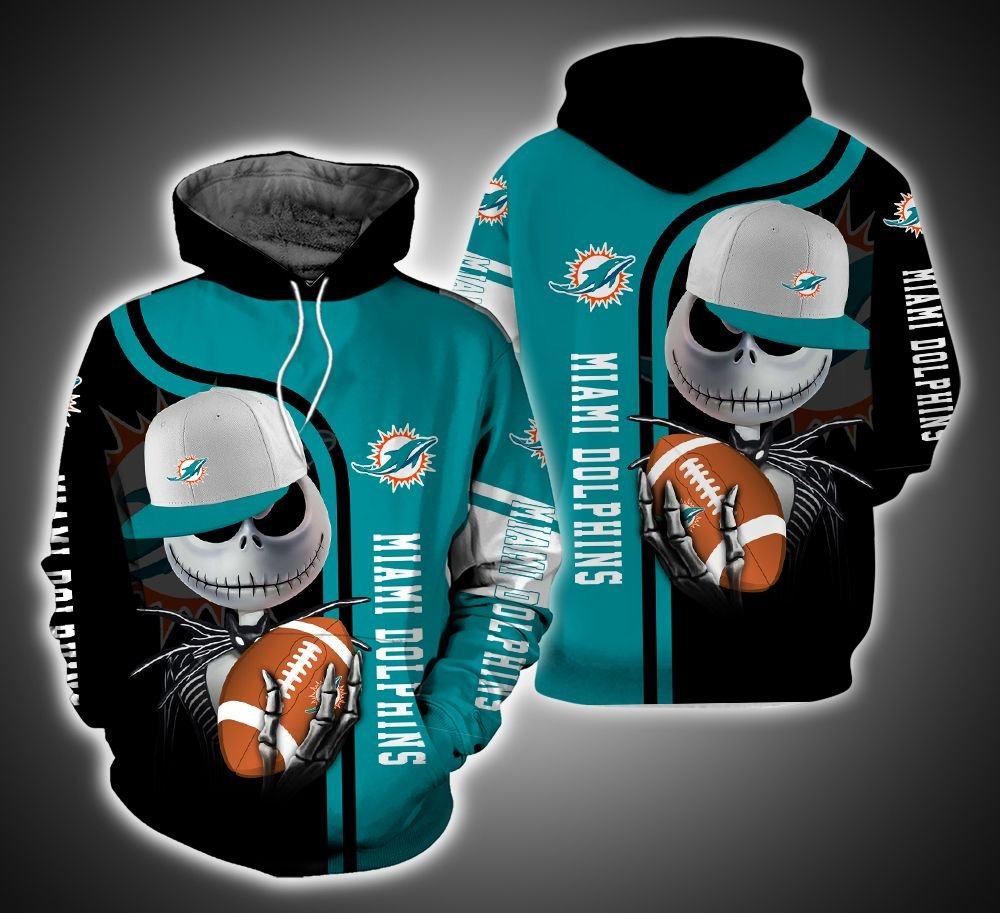 Miami Dolphins Jack Skellington NFL Football Team Hoodie