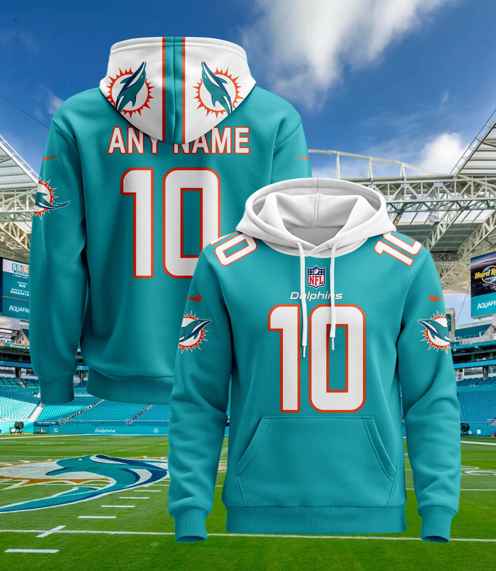 Miami Dolphins Personalized Name And Number NFL 3D Hoodie Version 31