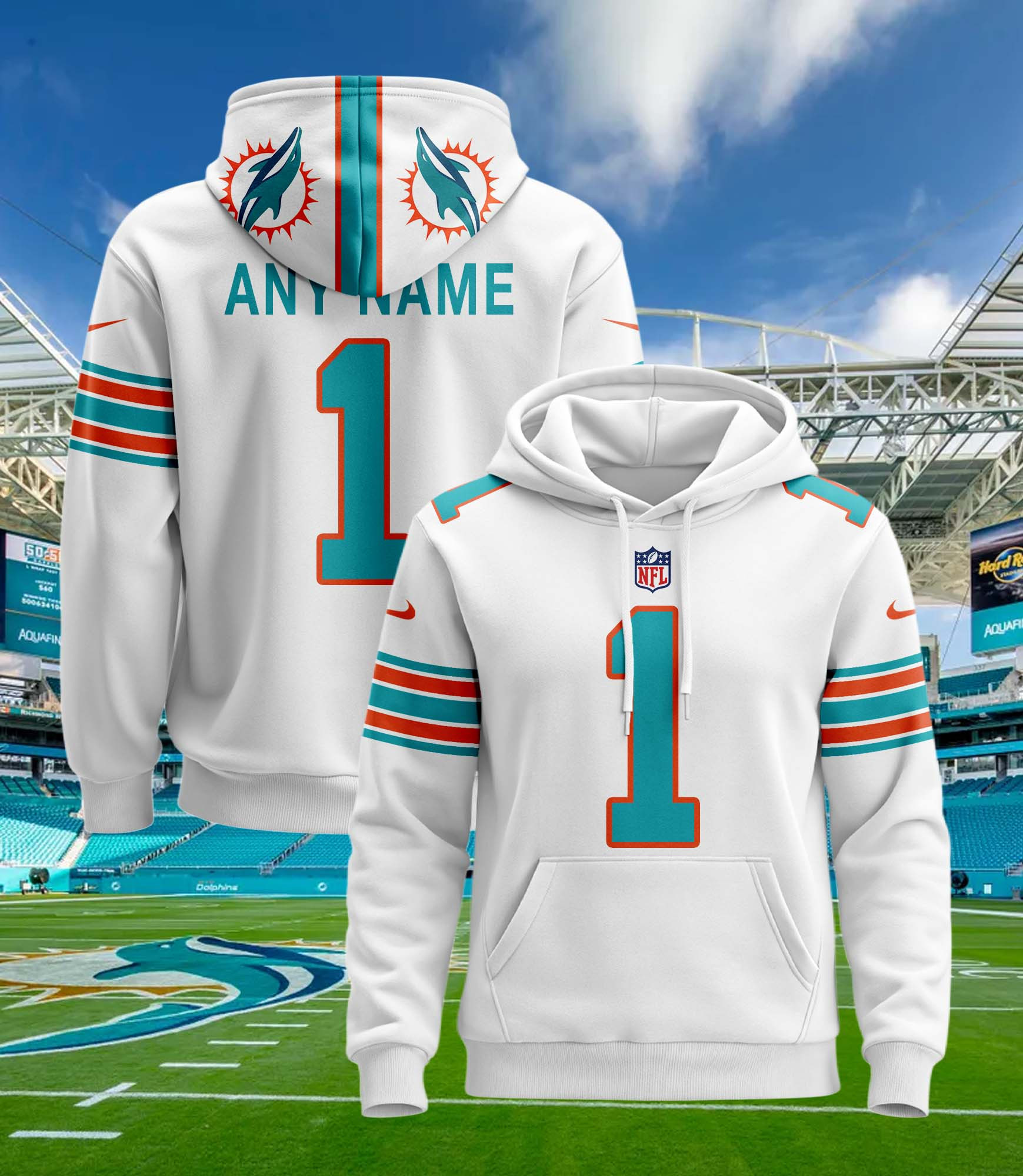 Miami Dolphins Personalized Name And Number NFL 3D Hoodie Version 33