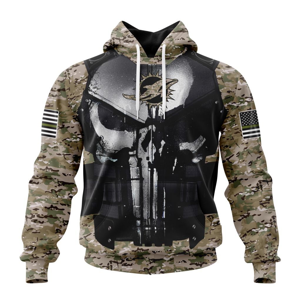 Miami Dolphins Punisher Armor NFL Football Team Hoodie