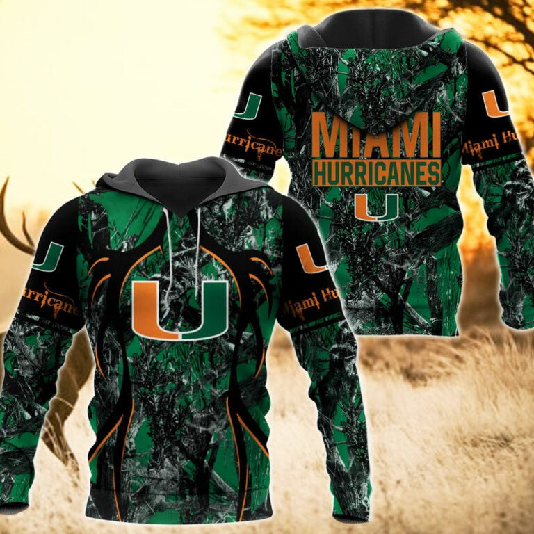 Miami Hurricanes Camo Hunting 3D printed Sweatshirt Hoodie Zipped Hoodie