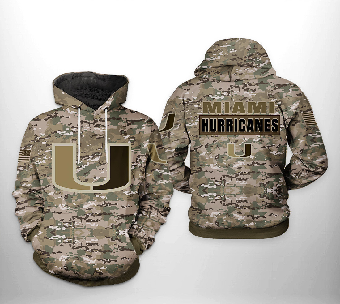 Miami Hurricanes NCAA Camo Veteran Hoodie
