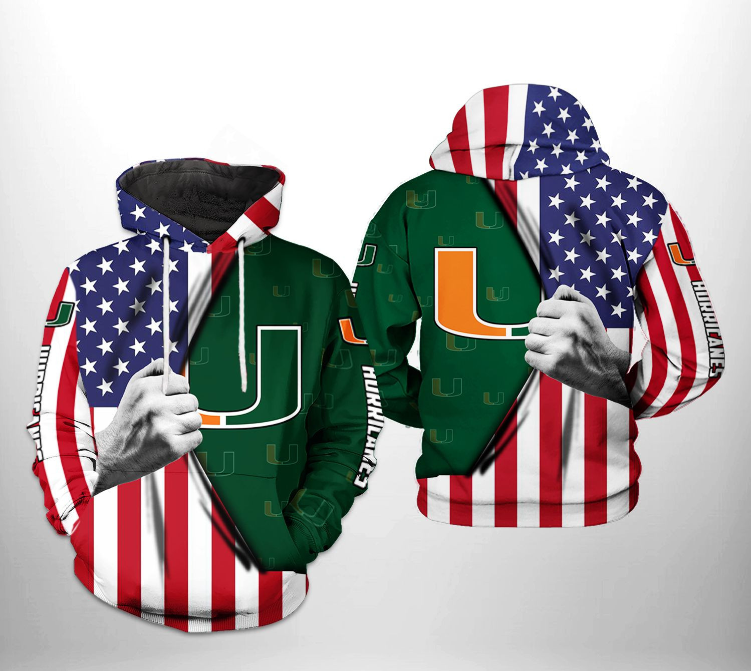 Miami Hurricanes NCAA US Flag Hoodie Version 240