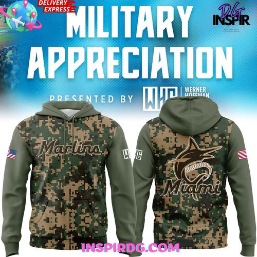 Miami Marlins Military Appreciation 2025 Hoodie Premium Merchandise