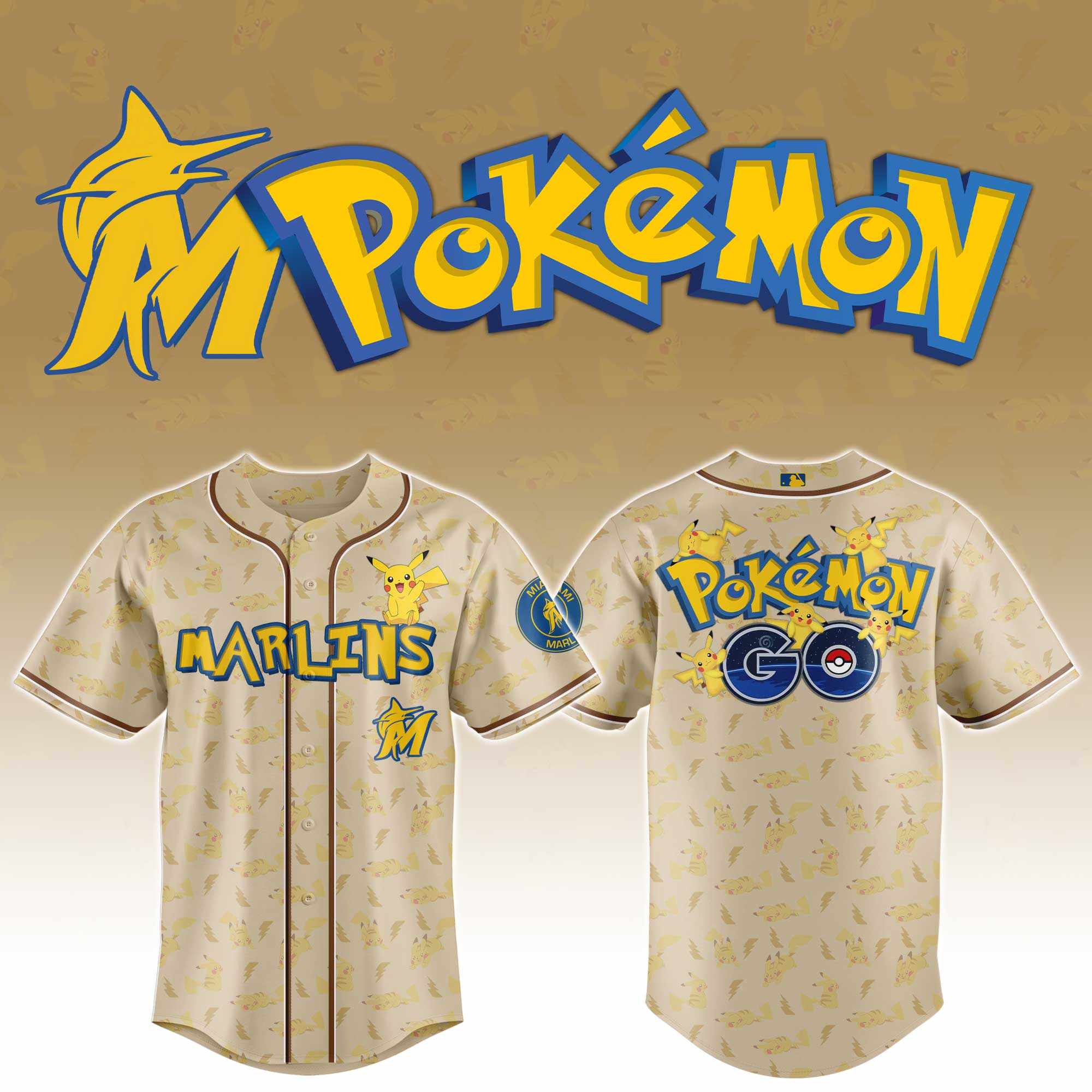 Miami Marlins MLB x Pokemon Go Master Personalized Baseball Jersey For Fans
