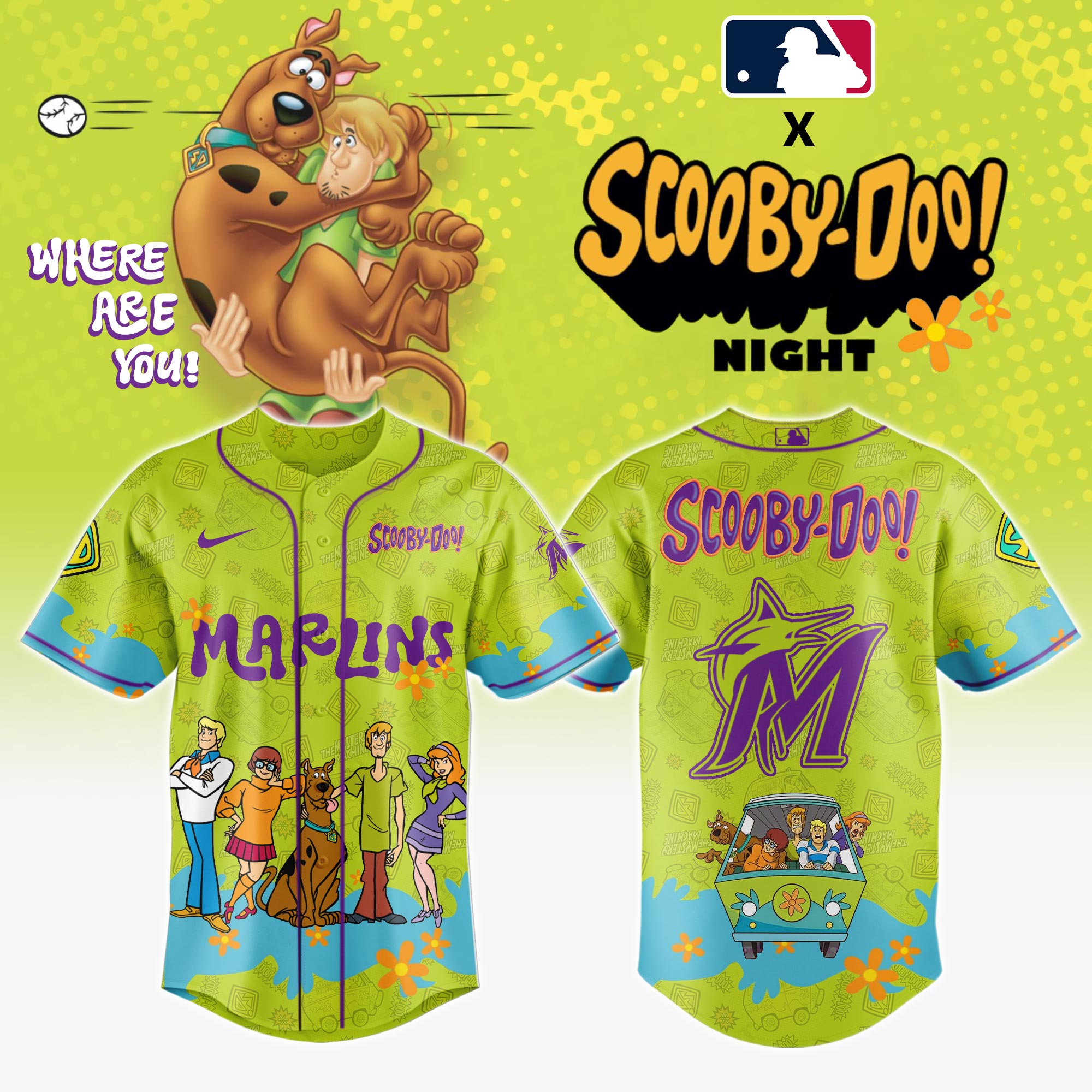 Miami Marlins MLB x Scooby Doo Personalized New Baseball Jersey For Fans