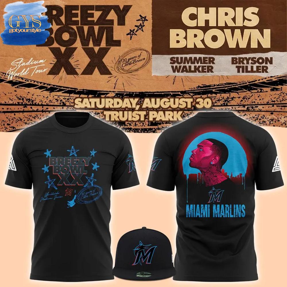 Miami Marlins x Chris Brown Concert Limited Edition T-Shirt Premium Merchandises