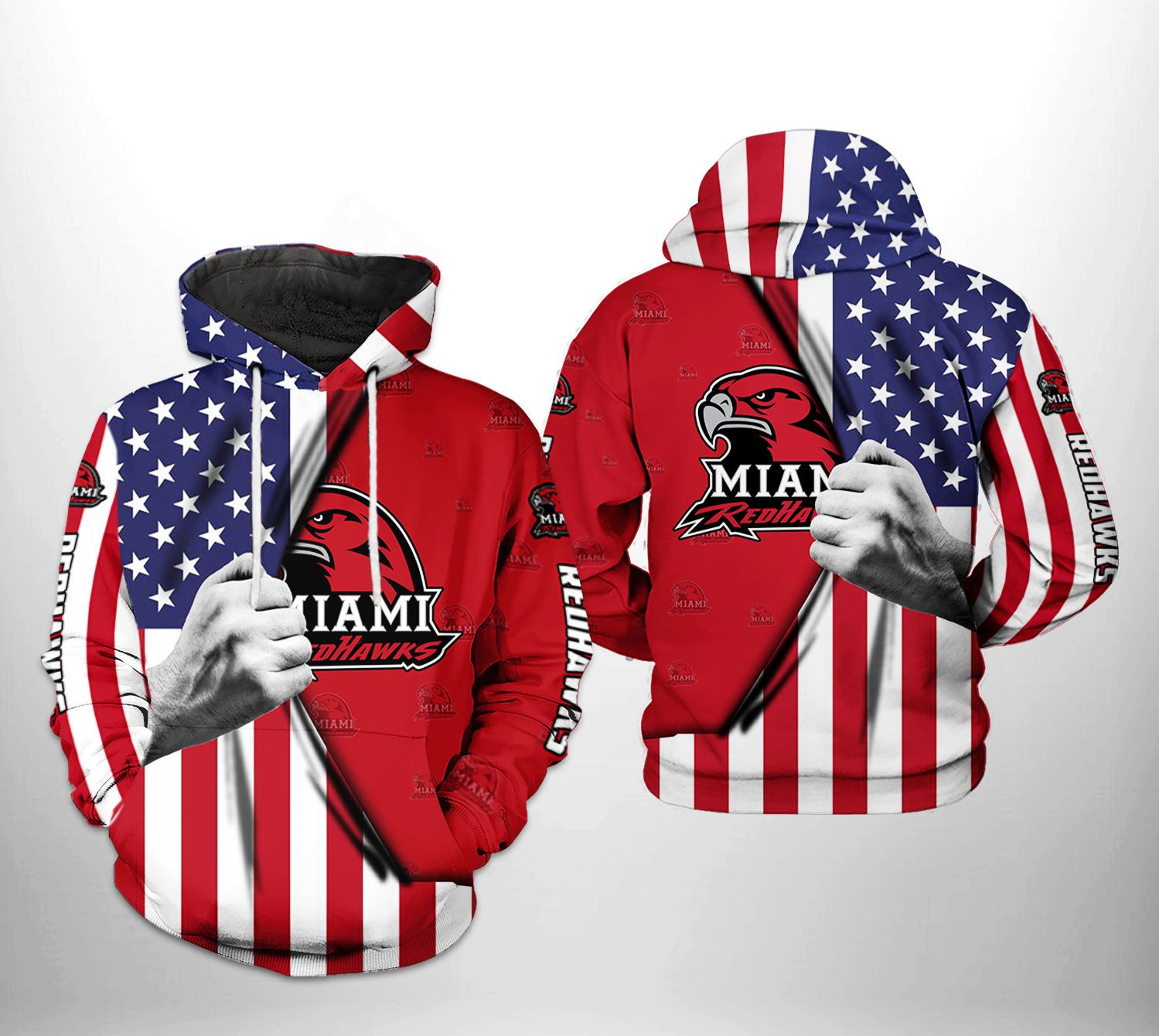 Miami Redhawks NCAA US Flag Hoodie