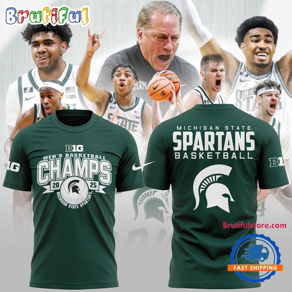 Michigan State 2025 Big Ten Men Basketball Regular Season Champions Limited T Shirt Gift For Sport Music Fans
