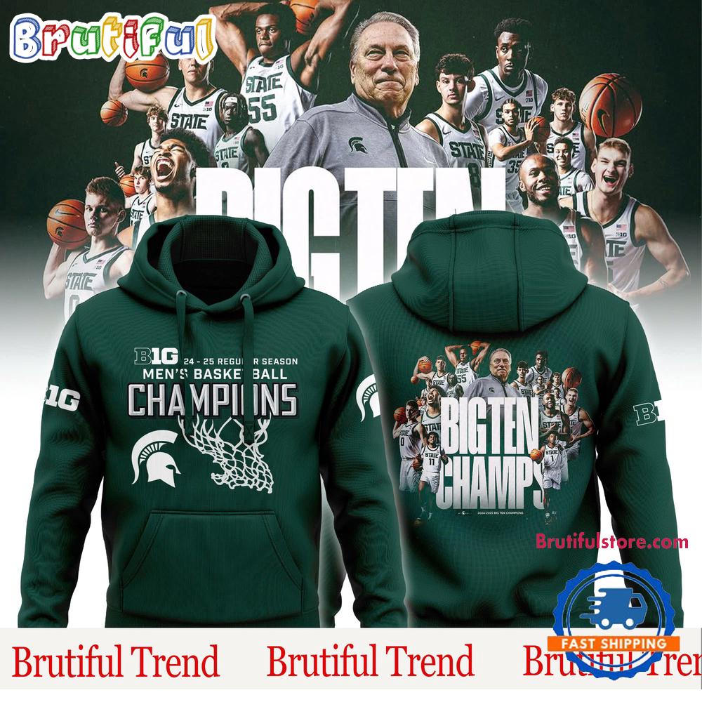 Michigan State 2025 Big Ten Men Basketball Regular Season Champions Team Player Graphics Hoodie Shirt Gift For Sport Music Fans