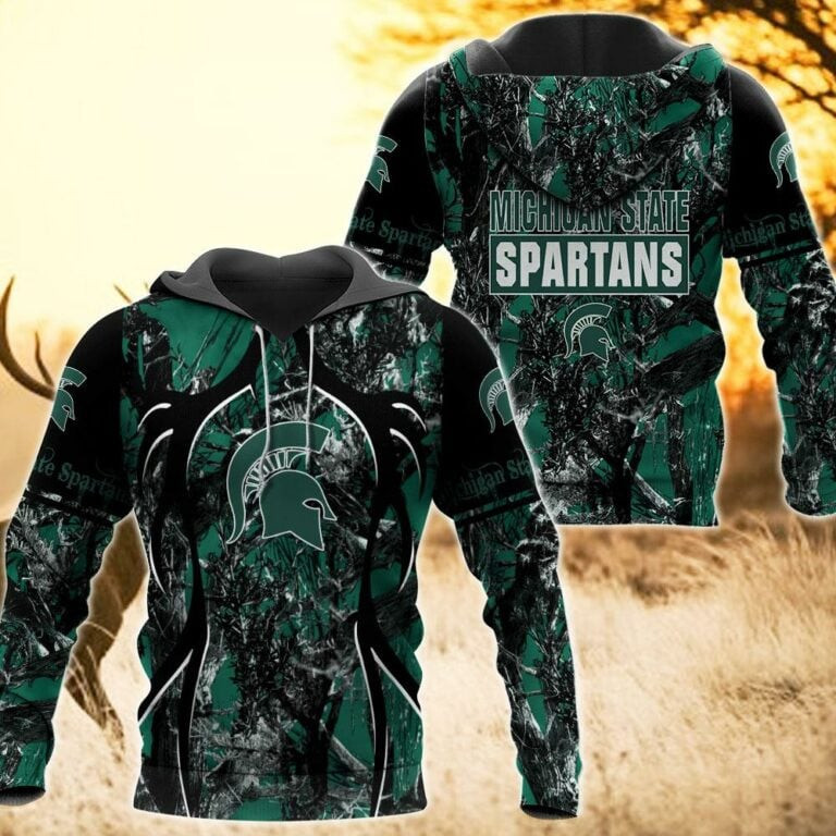 Michigan State Spartans Camo Hunting 3D printed Sweatshirt Hoodie Zipped Hoodie