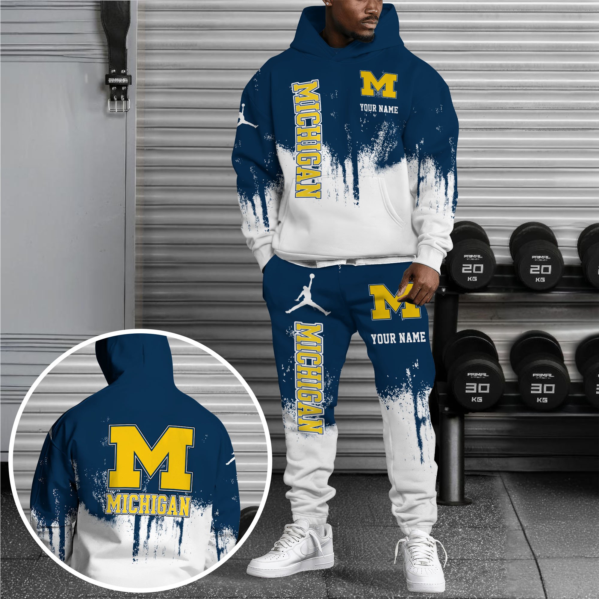 Michigan Wolverines Hoodie Sweatpants Set, Custom Hoodie, Sport Hoodie Sweatpants Set, Sport Gifts For Fan VU57 Gift For Sport Music Fans