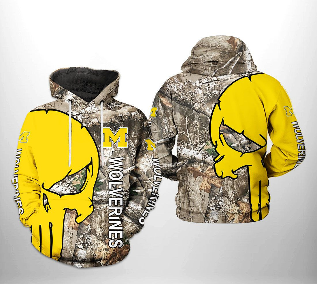 Michigan Wolverines NCAA Camo Veteran Hunting Hoodie