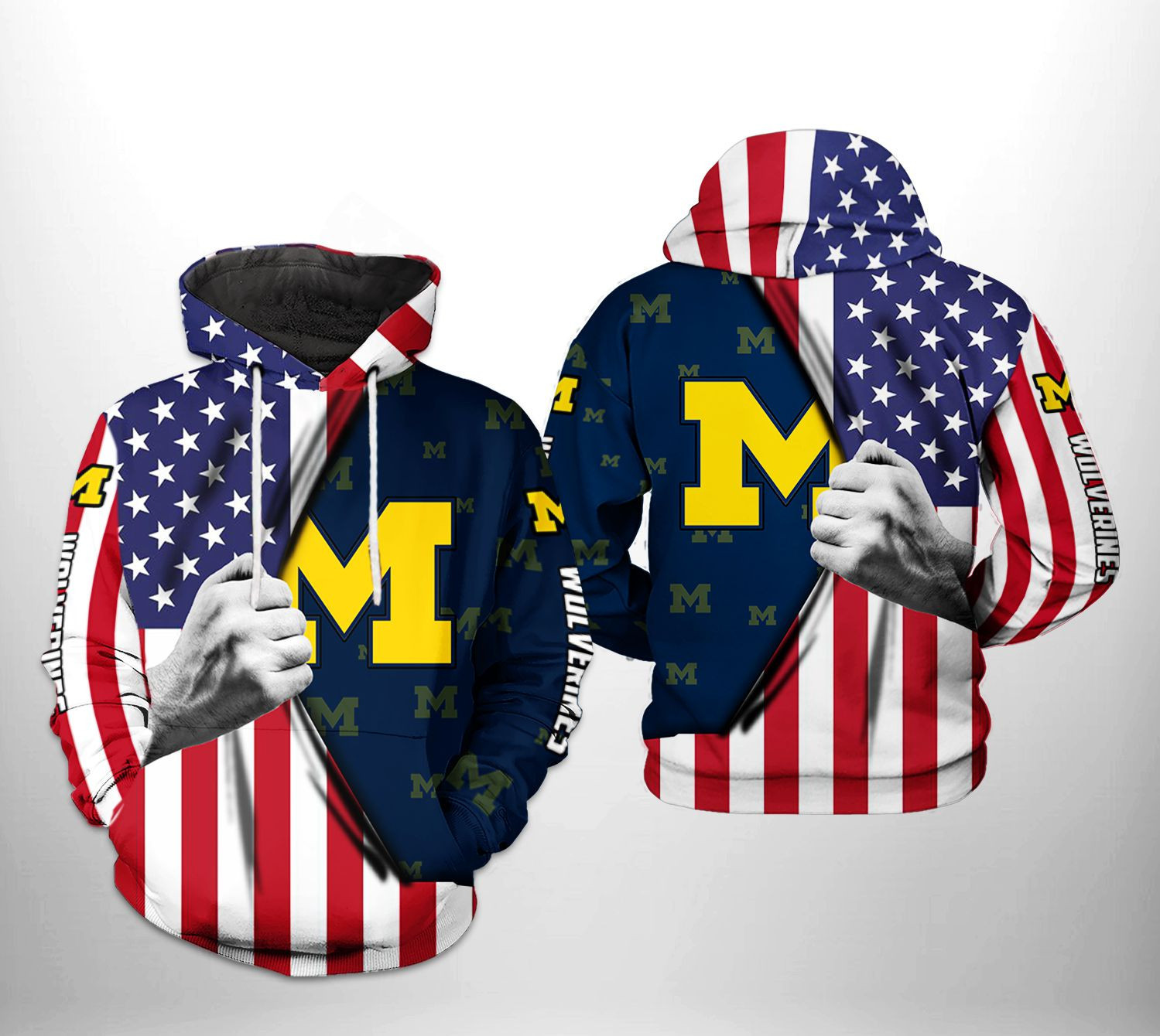 Michigan Wolverines NCAA US Flag Hoodie