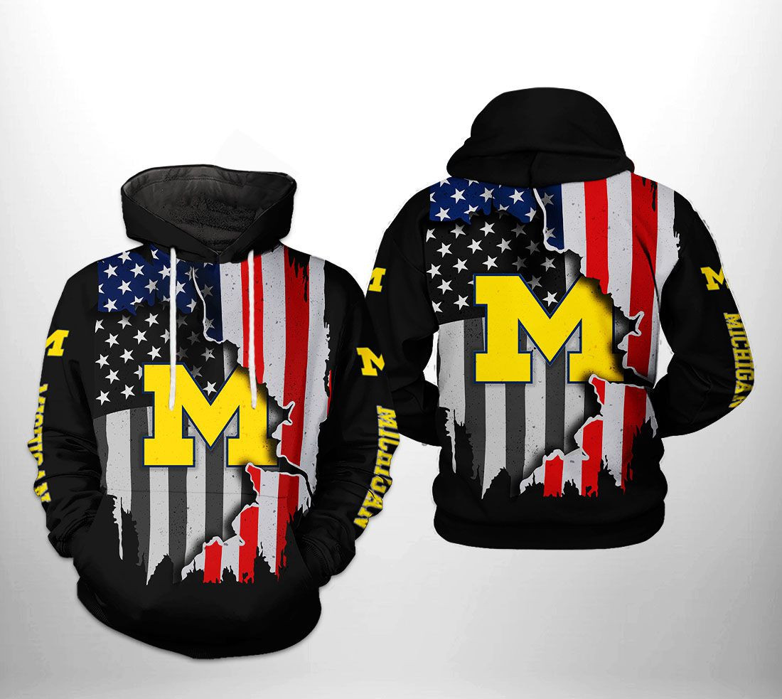 Michigan Wolverines NCAA US Flag Hoodie Version 11