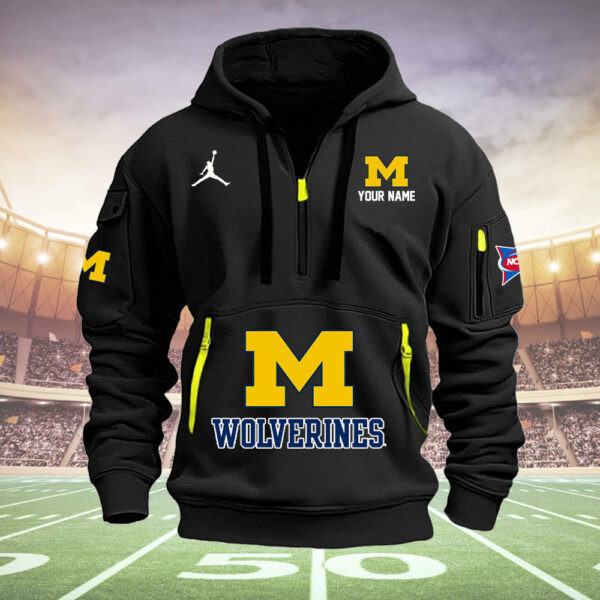 Michigan Wolverines Quarter Zip Hoodie Fan Gift For Men