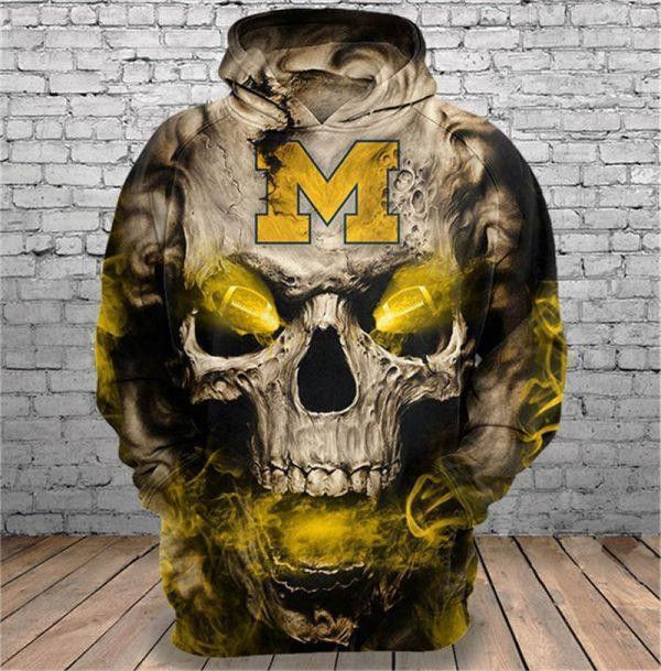 Michigan Wolverines Skull Michigan Wolverines Hoodie