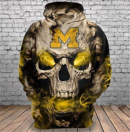 Michigan Wolverines Skull Michigan Wolverines Hoodie Zip Hoodie