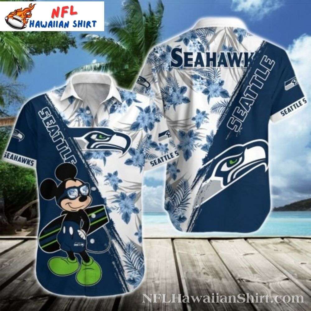 Mickey Graphics And Hibiscus Seattle Seahawks Hawaiian Shirt Gift For Sport Music Fans