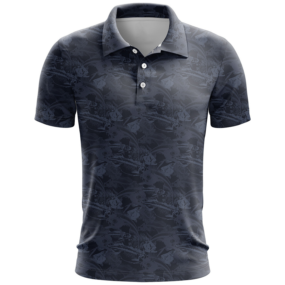 Midnight Bone Fish Golf Polo Shirt 2nd Amendment Shirt Gifts For Father In Law