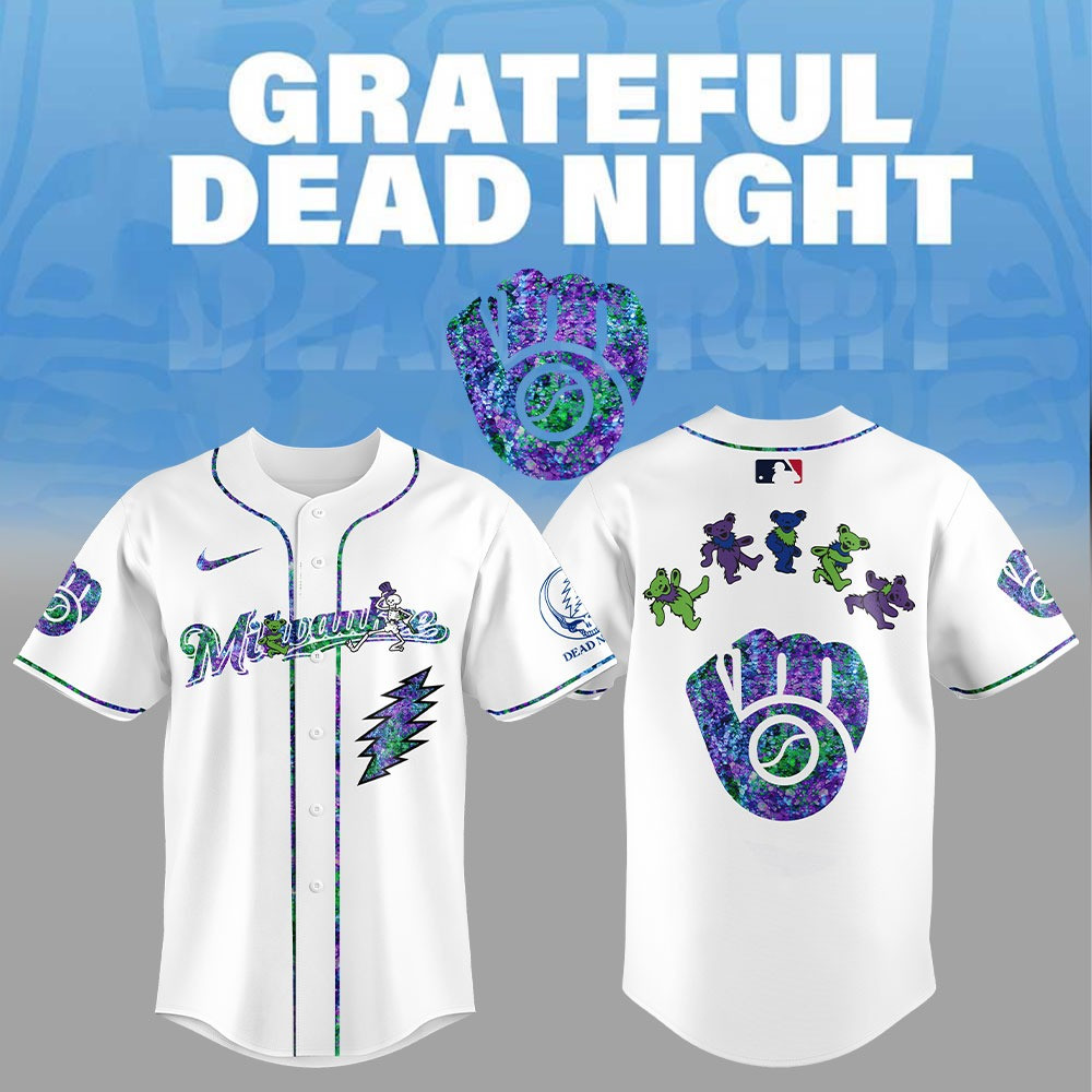 Milwaukee Brewers 2025 Grateful Dead Night Jersey MLB Merch Gifts For Baseball Fans